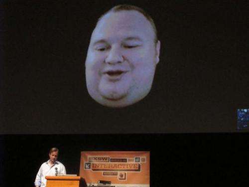 Megaupload founder Kim Dotcom appears March 11 2013 via Skype video link from New Zealand