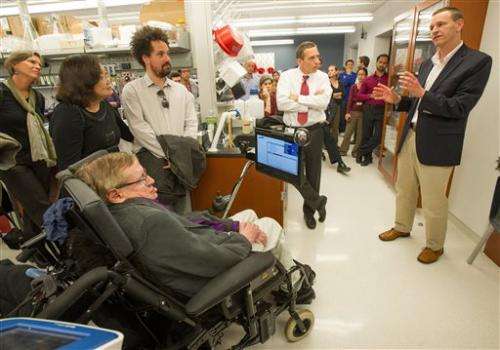 Physicist Stephen Hawking visits LA stem cell lab