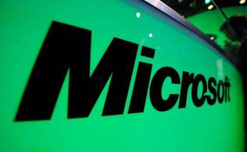 The Microsoft logo is seen at the Electronic Entertainment Expo on June 7, 2011 in Los Angeles, California