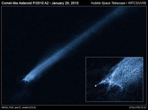 Crashed asteroid has a tail that keeps getting longer