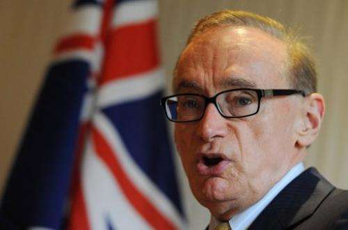 File photo of Australian Foreign Minister Bob Carr in Beijing in May 2012