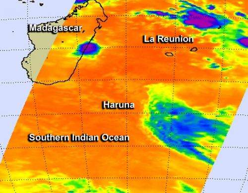 Infrared NASA data shows Cyclone Haruna being blown away