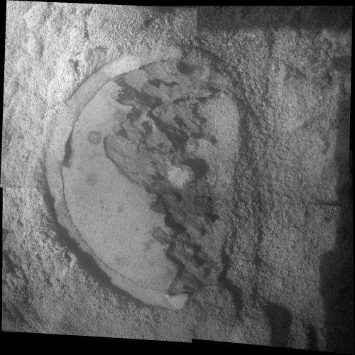 Mars rover Opportunity examines clay clues in rock