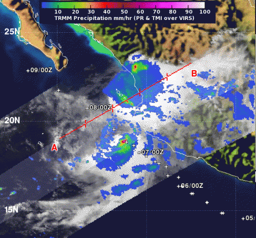 NASA's TRMM satellite sees Tropical Storm Erick along Mexican coast