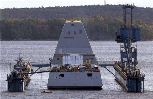 Navy's giant, stealthy new destroyer gets hull wet