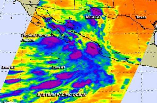 NASA sees Tropical Storm Juliette waning near Mexico's Baja California