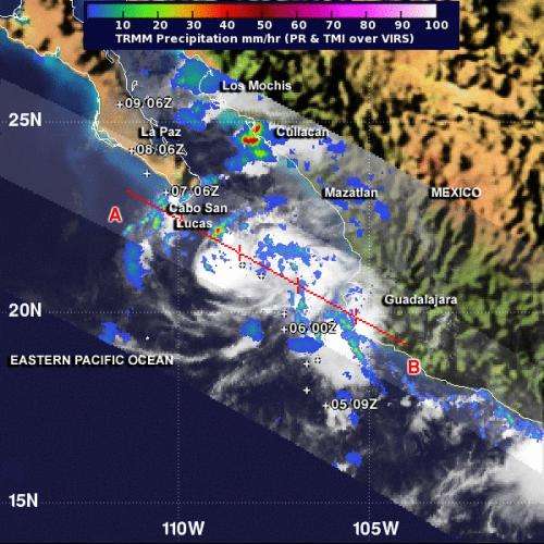 NASA sees Tropical Storm Lorena bringing heavy rains to Mexico's west coast