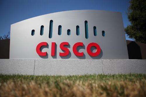 A sign is posted in front of the Cisco Systems headquarters on August 10, 2011 in San Jose, California