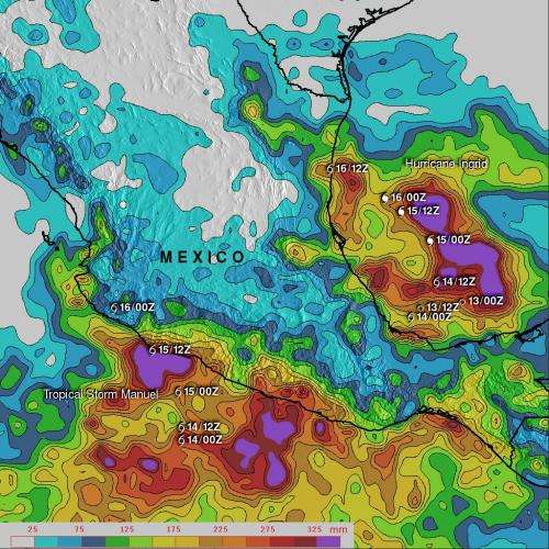 NASA's TRMM satellite adds up Tropical Storm Manuel's amazing rainfall