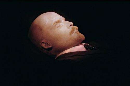 Picture taken on October 28, 1991, shows the embalmed body of Soviet Union founder Vladimir Lenin in Moscow