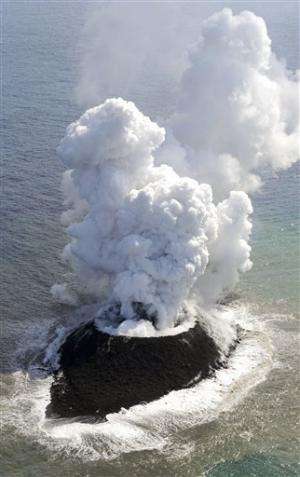 Volcano raises new island far south of Japan