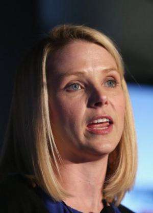 Yahoo CEO Marissa Mayer speaks at a news conference in Times Square on May 20, 2013 in New York City