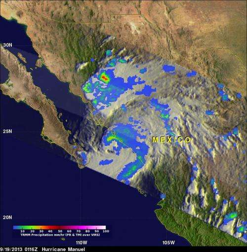 NASA sees remnants of Hurricane Manuel soaking northern Mexico, Texas