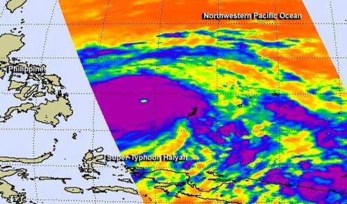 NASA satellites see Super-Typhoon Haiyan lashing the Philippines