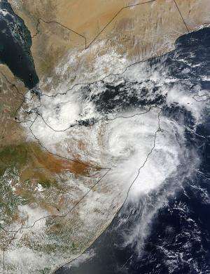 NASA satellites see Cyclone 03A make landfall in Somalia
