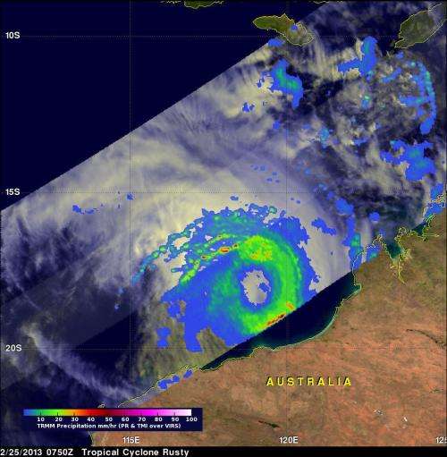 NASA sees Cyclone Rusty threatening Western Australia