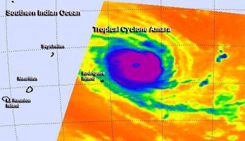 NASA satellites see Tropical Cyclone Amara affecting Rodrigues Island
