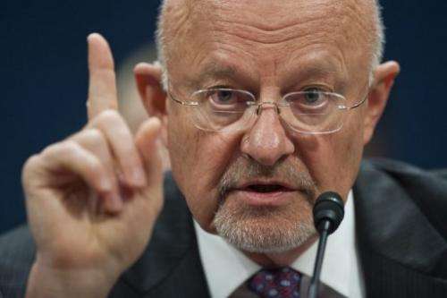 US intelligence director James Clapper testifies on Capitol Hill in Washington, DC, on April 11, 2013