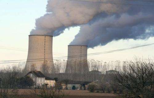 Cooling towers at the Golfech nuclear power plant, southwestern France, on November 27, 2012