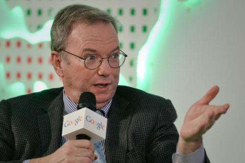 Google Executive Chairman Eric Schmidt speaks at the Chinese University in Hong Kong on November 4, 2013