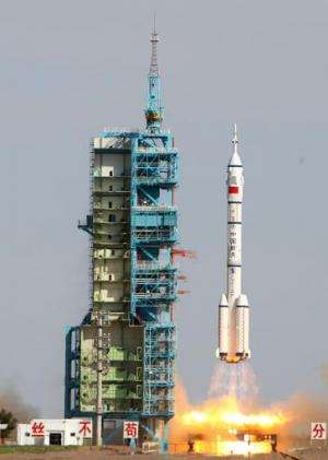 Image taken on June 11, 2013 shows the Shenzhou-10 rocket blasting off from the Jiuquan space centre in China