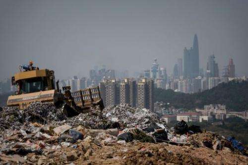 This picture taken on March 6, 2013 shows a landfill in the new territories of Hong Kong