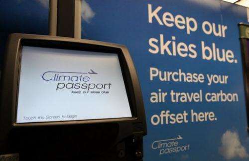 A Climate Passport carbon offset kiosk is displayed on September 29, 2009 in San Francisco, California