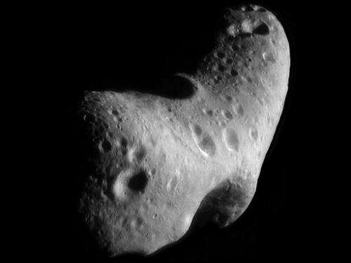 A close-up view of the asteroid Eros on January 31, 2012