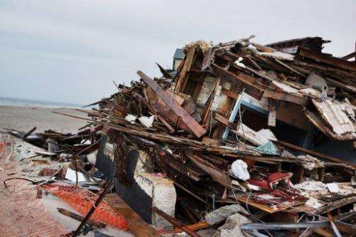 A destroyed home on the beach at Bell Harbor, New York City, on April 29, 2013, six months after Hurricane Sandy struck