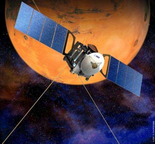 A file picture released by the European Space Agency (ESA) in 2003 shows an artist's rendition of the Mars Express