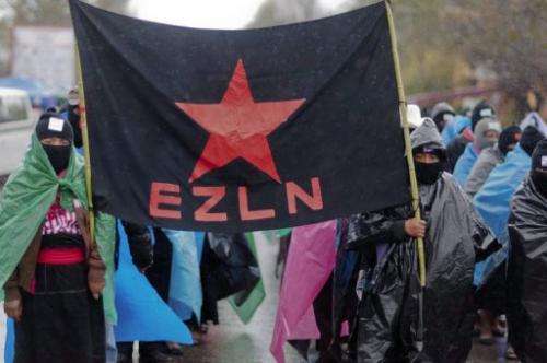 A flag of the Zapatista Army of National Liberation during a march in San Critobal de las Casa, December 21, 2012