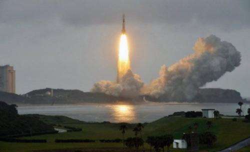 A Japanese H-IIB rocket lifts off from the Tanegashima Space Centre on July 21, 2012