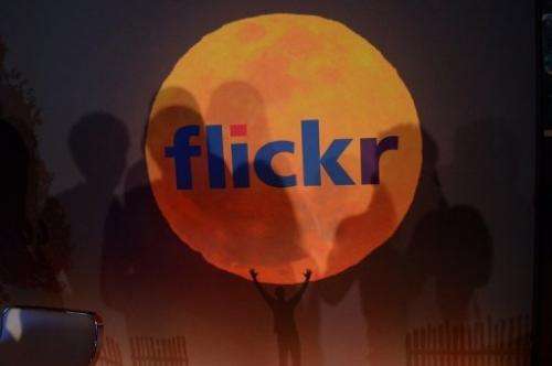 A logo for the Flickr website in New York, May 20, 2013