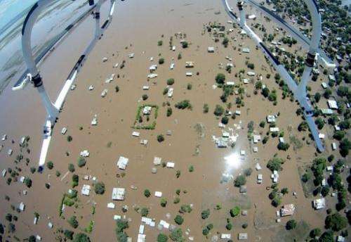 An aerial photo shows the devastated Chokwe town on January 25, 2013