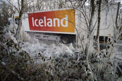 An Iceland supermarket lorry passes on a road near Hazeley Bottom, south of Reading, on March 27, 2013
