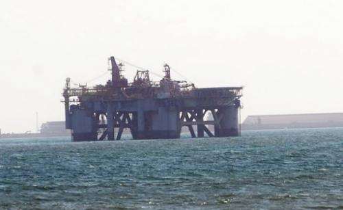 An oil rig in Sekondi waters off Ghana on December 1, 2012