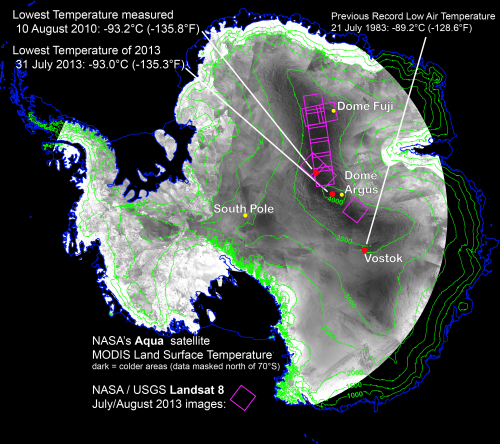 Antarctica set record of -135.8 F (-94.7 C)