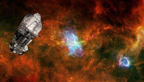 An undated image shows a superimposed picture of the ESA's Herschel space observatory