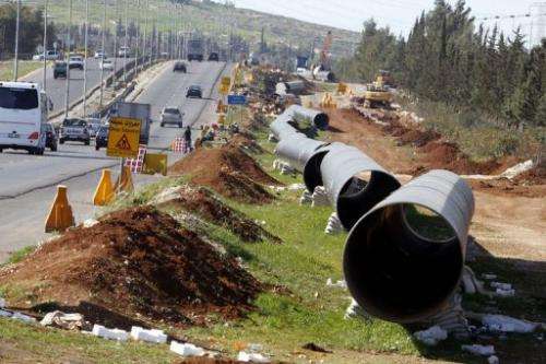 An under construction pipe line on March 30, 2011 near Amman