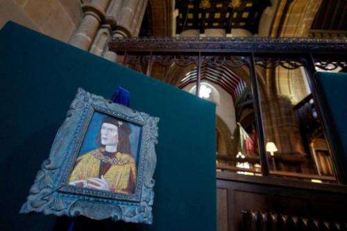 A painting of King Richard III is pictured in Leicester Cathedral in central England on February 4, 2013