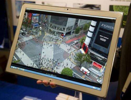 A Panasonic 4K tablet with a 20-inch screen on show on Capitol Hill in Washington DC on April 16, 2013