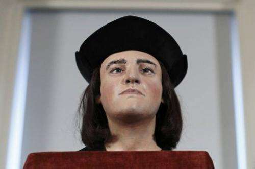 A plastic facial model of England's king Richard III pictured in London on February 5, 2013