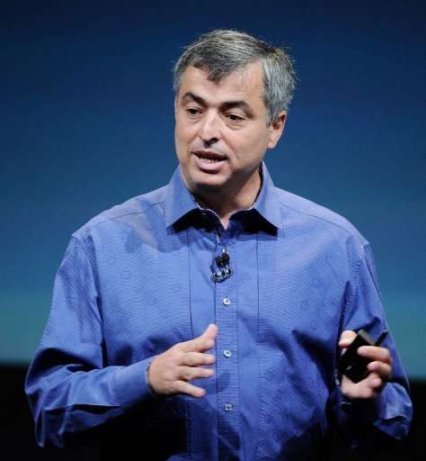 Apple's chief dealmaker Eddy Cue speaks at the company's headquarters in Cupertino, California on October 4, 2011