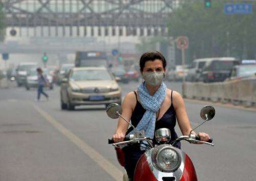 A resident wears a mask as air pollution shrouds Beijing on May 6, 2013