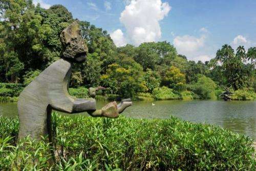 A sculpture next to the lake at the Botanic Gardens in Singapore on April 2, 2013