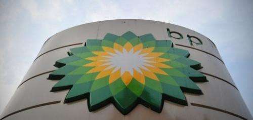 A sign for a BP filling station is pictured in central London on October 30, 2012