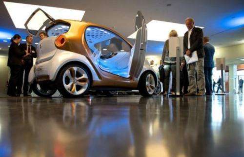 A Smart Forvision concept car is pictured at the Electric Mobility conference in Berlin on May 27, 2013