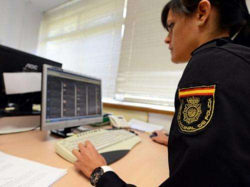 A social network officer from the Spanish National Police, Elisa Rebolo, in her office in Madrid on May 31, 2013