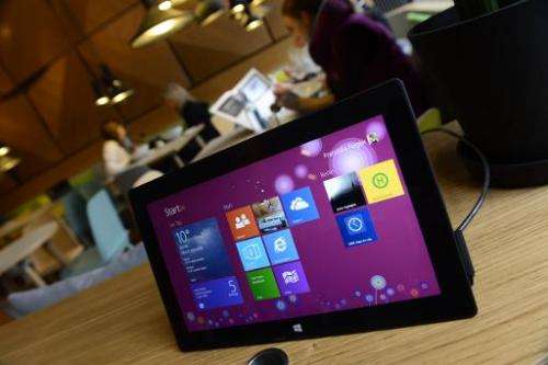 A tablet is seen at the &quot;Microsoft Berlin&quot; venue on November 5, 2013 in Berlin
