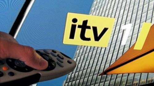 A television screengrab shows the ITV logo, in London, on August 6, 2008
